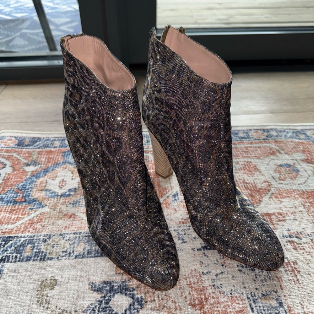 Glittering Animal Print Heeled Boots
